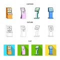 Medical terminal, ATM for payment,apparatus for queue. Terminals set collection icons in cartoon,outline,flat style Royalty Free Stock Photo