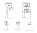 Medical terminal, ATM for payment,apparatus for queue. Terminals set collection icons in outline style isometric vector
