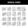 Medical terms line icons set. Isolated vector element. Royalty Free Stock Photo