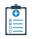 Medical Test Report Icon on clipboard symbol.