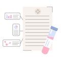 Medical Test Result. Hospital checkup record with testing tube icon. Clinic Report with blood sample probe. Vector flat Royalty Free Stock Photo