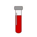 Medical test tube with blood. PAndemia symbol. Coronavirus analysis