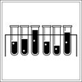 Medical test tubes with samples for analysis.