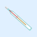 Medical thermometer in flat style isolated on blue background.Vector illustration.Temperature,pneumonia,disease,fever,flu,viral