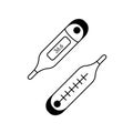 Medical thermometer outline icon vector.