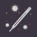 Medical thermometer. Virus in China.covid-19. Wuhan corona virus illustration