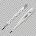 Medical thermometers. Digital and mercury thermometers for measuring the temperature of the human body