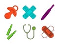 Medical tool icon set, color outline style Royalty Free Stock Photo