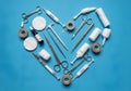 Medical tools heart shape arrangement Royalty Free Stock Photo