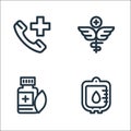 Medical tools line icons. linear set. quality vector line set such as blood transfusion, herbal, pharmacy Royalty Free Stock Photo