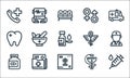 medical tools line icons. linear set. quality vector line set such as syringe, x ray, pills bottle, pharmacy, document, dentist, Royalty Free Stock Photo
