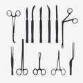 Medical tools silhouettes vector illustration. Royalty Free Stock Photo