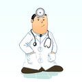 Medical toons - Doctor posing with head mirror