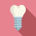 Medical tooth implant icon, flat style