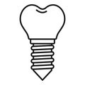 Medical tooth implant icon, outline style