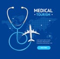 Medical Tourism Concept Banner Card with Realistic 3d Detailed Elements. Vector Royalty Free Stock Photo