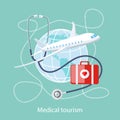 Medical Tourism. Icon of Traveling and Treatment Royalty Free Stock Photo