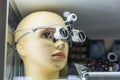 Medical training mannequin head, magnifying glass Royalty Free Stock Photo