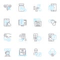 Medical treatment linear icons set. Diagnosis, Therapy, Medicine, Surgery, Chemotherapy, Radiotherapy, Dilatation line