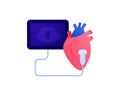 Medical ultrasound procedure concept. Vector flat healthcare illustration. Cardiology and heart diagnostic color icon symbol.