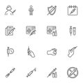 Medical vaccination line icons set