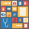 Medical vector icons set. Ambulance and