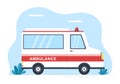 Medical Vehicle Ambulance Car or Emergency Service for Pick Up Patient the Injured in an Accident in Flat Cartoon Illustration Royalty Free Stock Photo