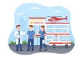 Medical Vehicle Ambulance Car or Emergency Service for Pick Up Patient the Injured in an Accident in Flat Cartoon Illustration Royalty Free Stock Photo