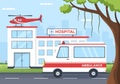 Medical Vehicle Ambulance Car or Emergency Service for Pick Up Patient the Injured in an Accident in Flat Cartoon Illustration Royalty Free Stock Photo