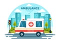 Medical Vehicle Ambulance Car or Emergency Service Vector Illustration for Pick Up Patient the Injured in an Accident Royalty Free Stock Photo