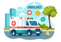 Medical Vehicle Ambulance Car or Emergency Service Vector Illustration for Pick Up Patient the Injured in an Accident Royalty Free Stock Photo