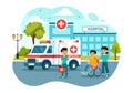 Medical Vehicle Ambulance Car or Emergency Service Vector Illustration for Pick Up Patient the Injured in an Accident Royalty Free Stock Photo