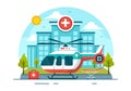 Medical Vehicle Ambulance Car or Emergency Service Vector Illustration for Pick Up Patient the Injured in an Accident Royalty Free Stock Photo