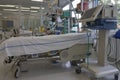Medical ventilator and bed  in intensive care unit in hospital,  a place where can be  treated patients with pneumonia caused by Royalty Free Stock Photo