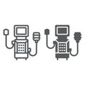 Medical ventilator line and glyph icon, breathing and health, oxygen sign, vector graphics, a linear icon on a white