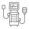 Medical ventilator thin line icon, breathing and health, oxygen sign, vector graphics, a linear icon on a white