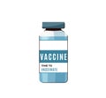 Medical vial, bottle with vaccine vector illustration in blue color, simple flat cartoon style isolated on white
