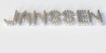 Glass vials compose JANSSEN text on white background, editorial conceptual 3D rendering