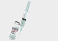 Medical vials and syringes for vaccination. with copy space