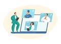 Medical video conference. Teleconference, telemedicine concept flat vector illustration