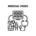 Medical Video Conference Vector Black Illustration