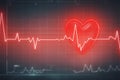 Medical visualization EKG or ECG graph with a red heart