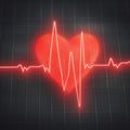Medical visualization EKG or ECG graph with a red heart