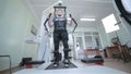 Medical walking robot. Rehabilitation, rehab, remediation for people with feet disease.