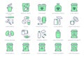 Medical waste devices line icons. Vector illustration include icon - glove, mask, biomedical, toxic, chemical, syringe Royalty Free Stock Photo