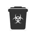 Medical waste disposal, biohazard symbol, icon isolated on white background, warning sign