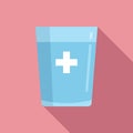 Medical water glass icon flat vector. Drink bottle