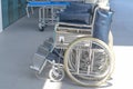 Medical wheelchairs and stretchers at hospital for handicap and patients Royalty Free Stock Photo