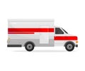 Medical white van with stripes. Vector illustration on white background. Royalty Free Stock Photo