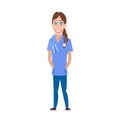 Medical Woman Cartoon Character Flat Design. Vector